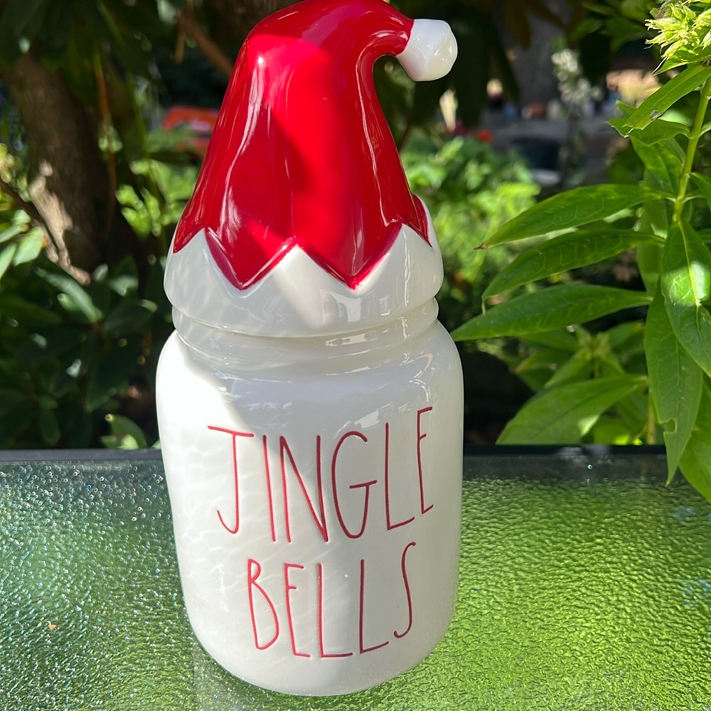 Rae Dunn Jingle Bells canister
